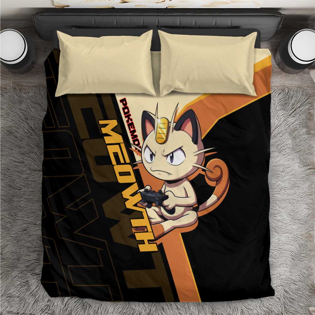 Meowth Poké Bedding Set Vintage Anime Cartoon Style
