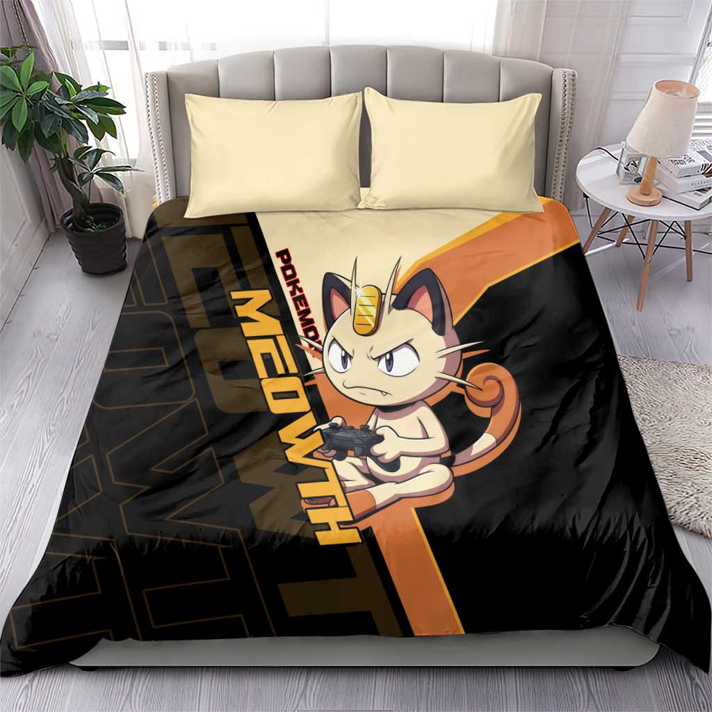 Meowth Poké Bedding Set Vintage Anime Cartoon Style