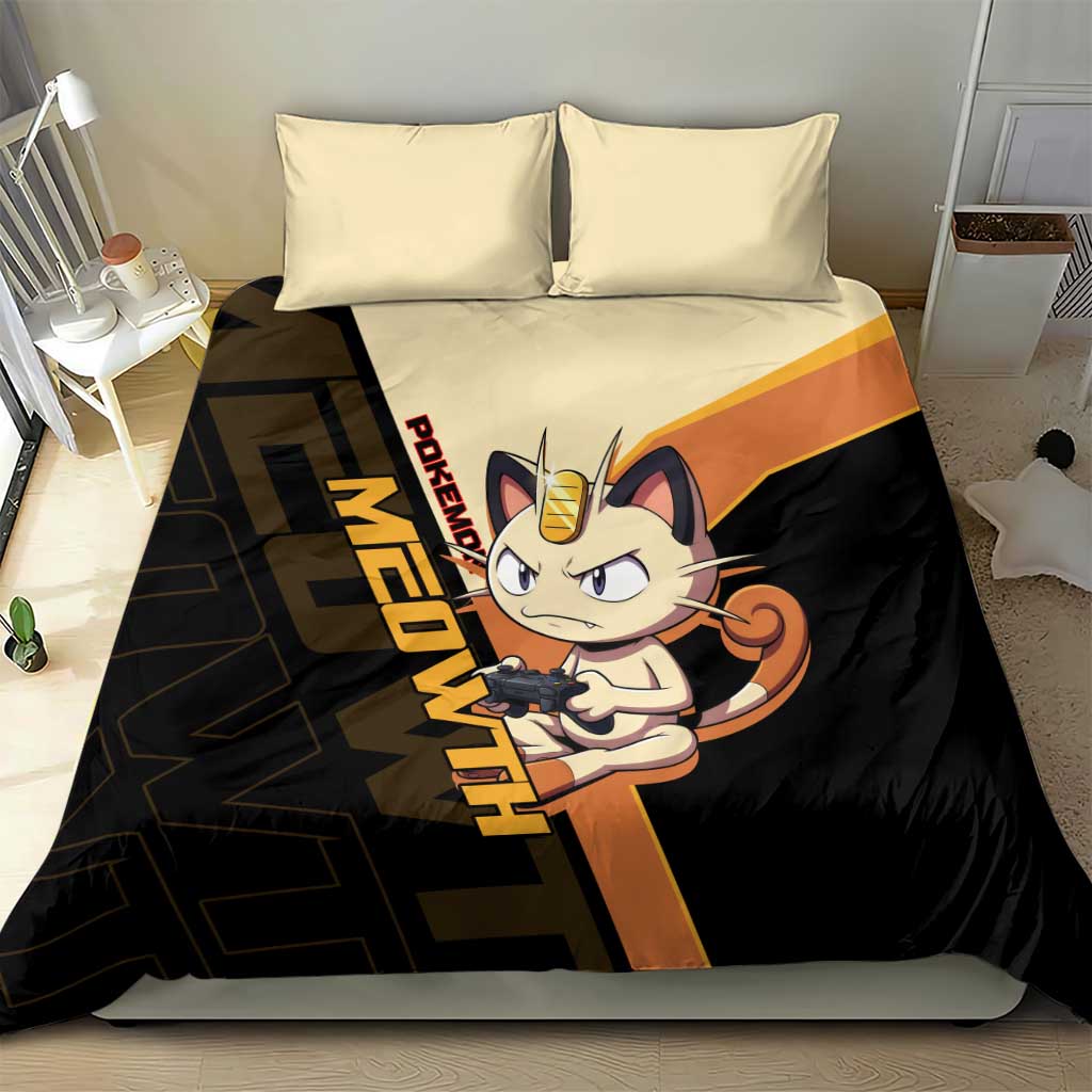 Meowth Poké Bedding Set Vintage Anime Cartoon Style