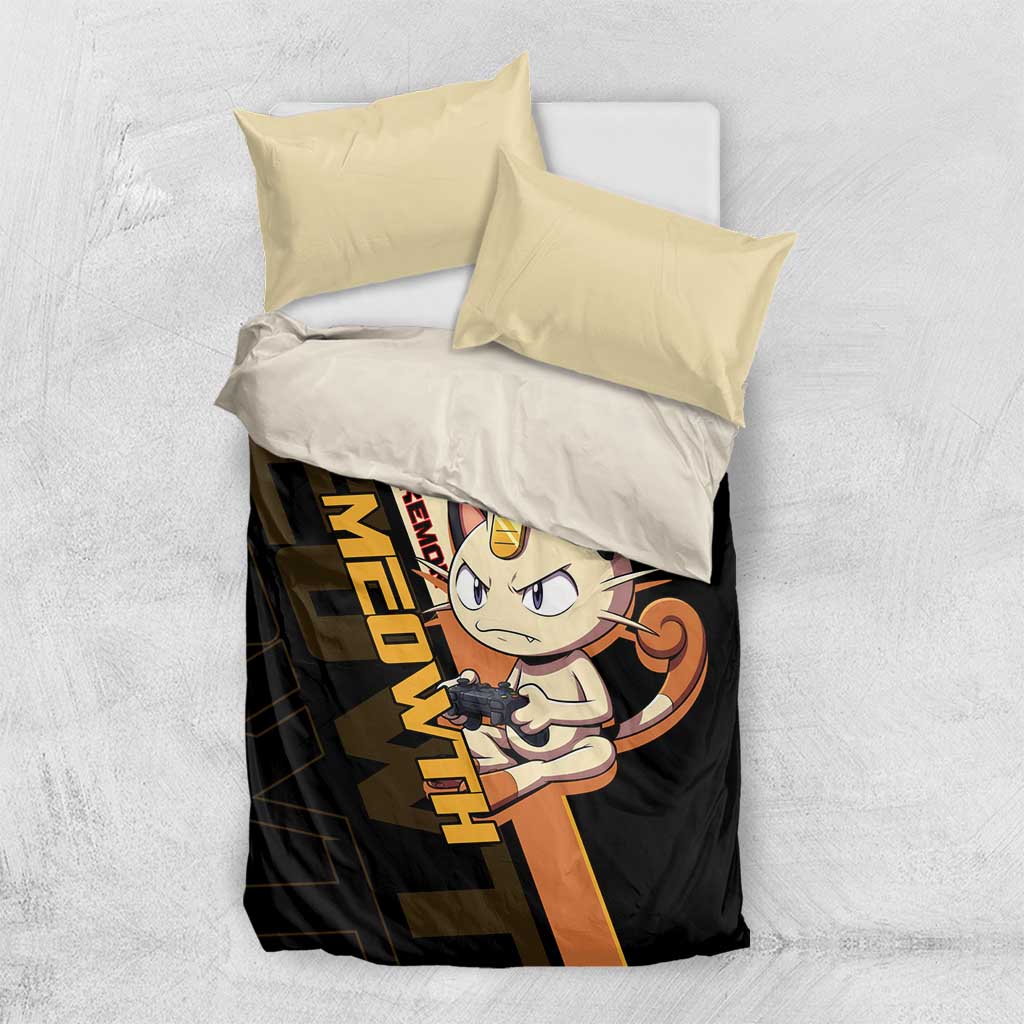 Meowth Poké Bedding Set Vintage Anime Cartoon Style