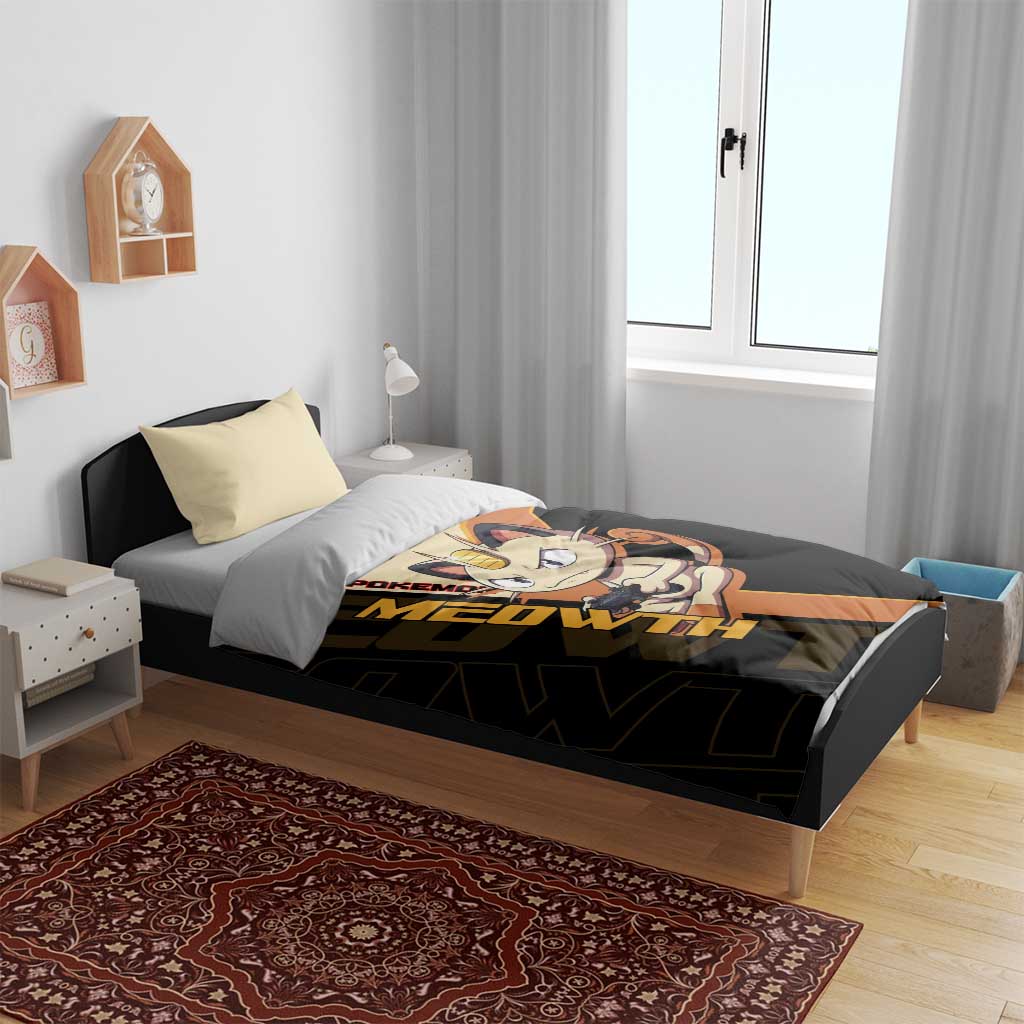 Meowth Poké Bedding Set Vintage Anime Cartoon Style