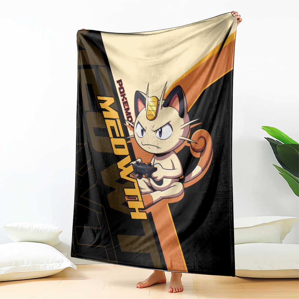 Meowth Poké Blanket Vintage Anime Cartoon Style