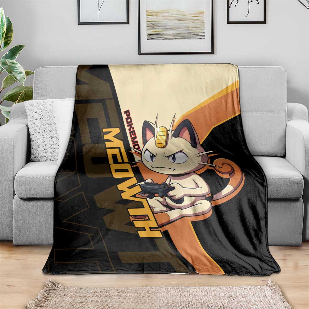 Meowth Poké Blanket Vintage Anime Cartoon Style