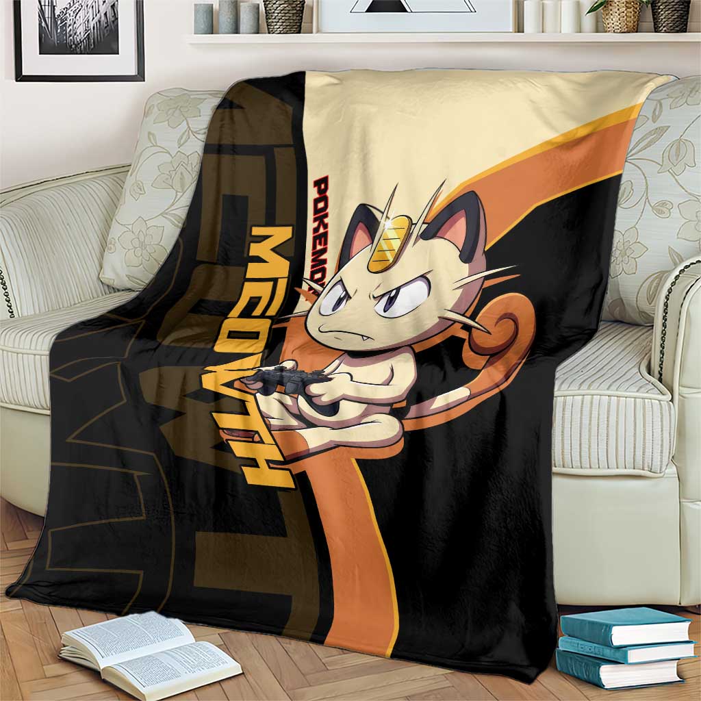 Meowth Poké Blanket Vintage Anime Cartoon Style