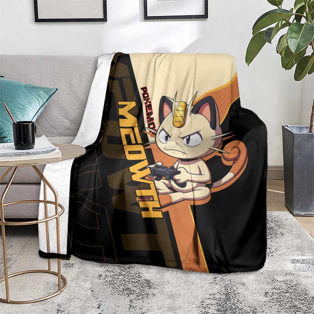 Meowth Poké Blanket Vintage Anime Cartoon Style