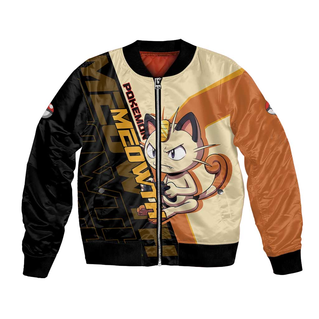 Meowth Poké Bomber Jacket Vintage Anime Cartoon Style