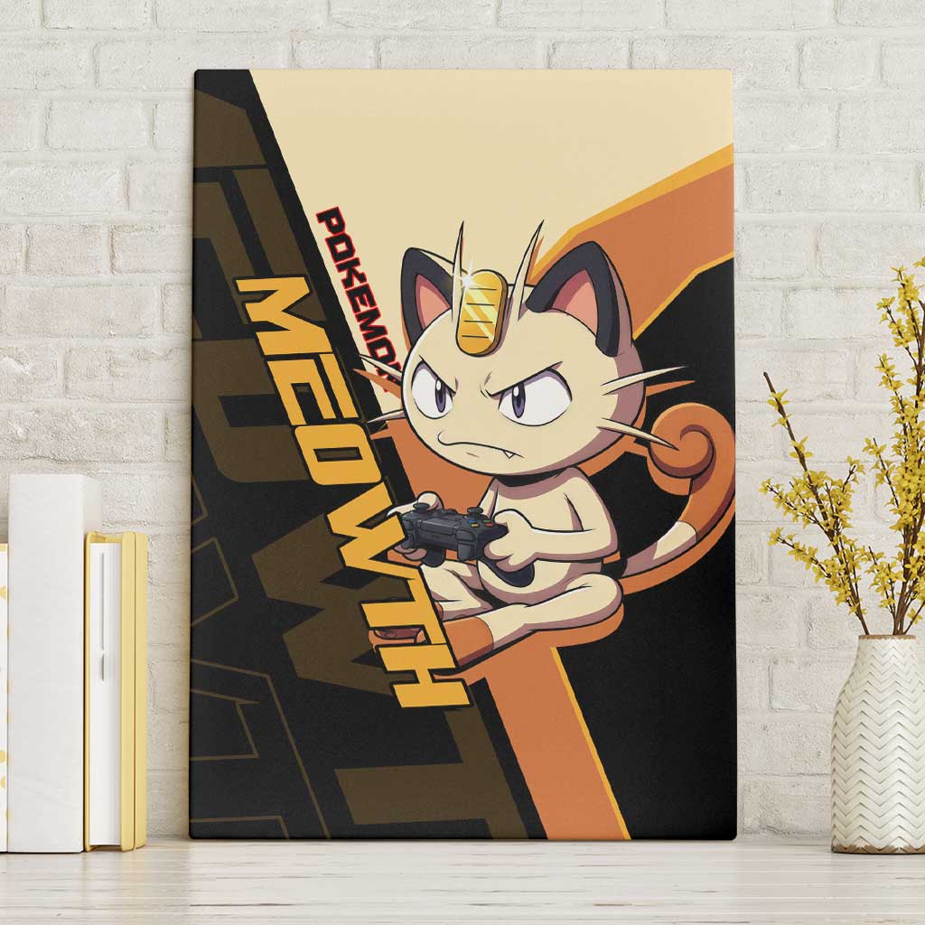 Meowth Poké Canvas Wall Art Vintage Anime Cartoon Style
