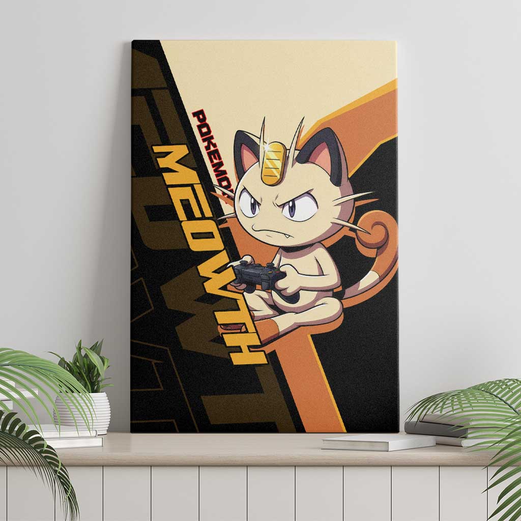 Meowth Poké Canvas Wall Art Vintage Anime Cartoon Style