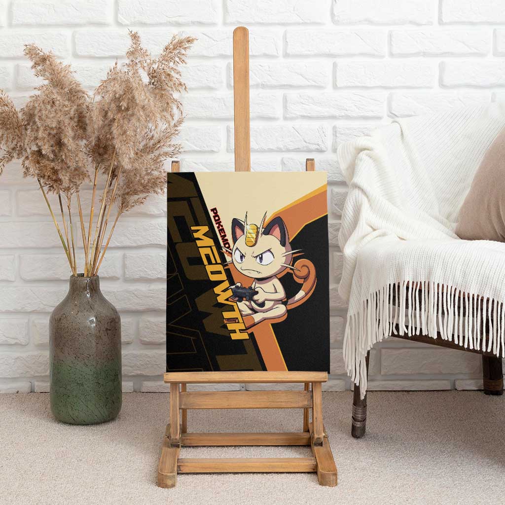 Meowth Poké Canvas Wall Art Vintage Anime Cartoon Style