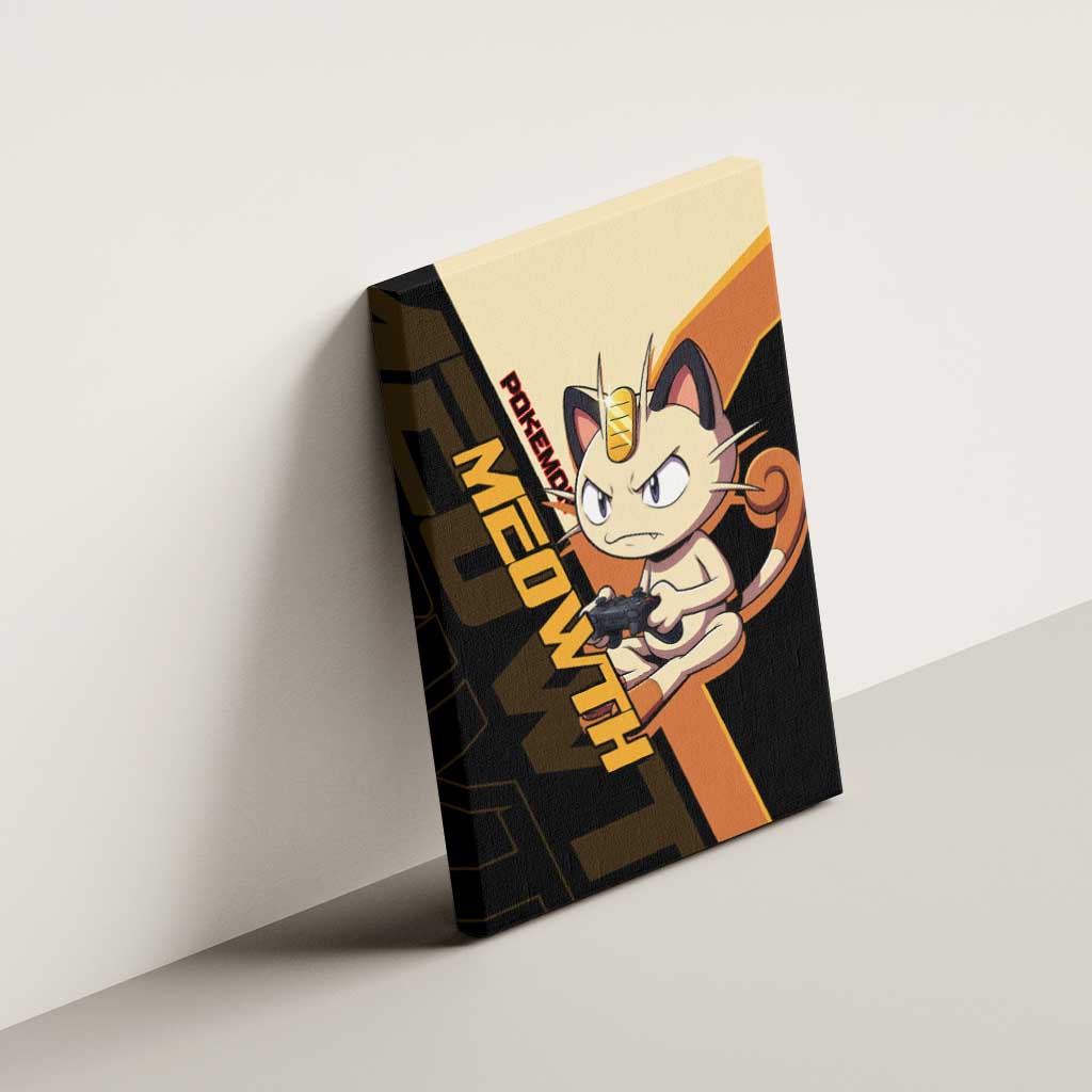 Meowth Poké Canvas Wall Art Vintage Anime Cartoon Style