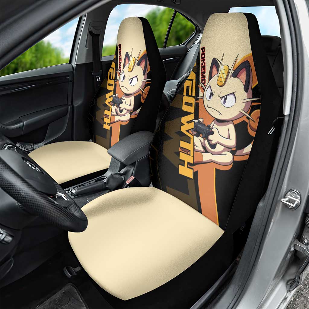 Meowth Poké Car Seat Cover Vintage Anime Cartoon Style
