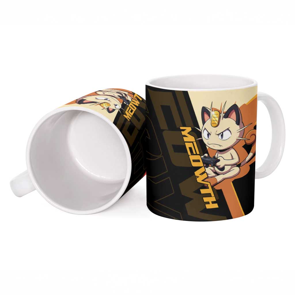 Meowth Poké Ceramic Mug Vintage Anime Cartoon Style