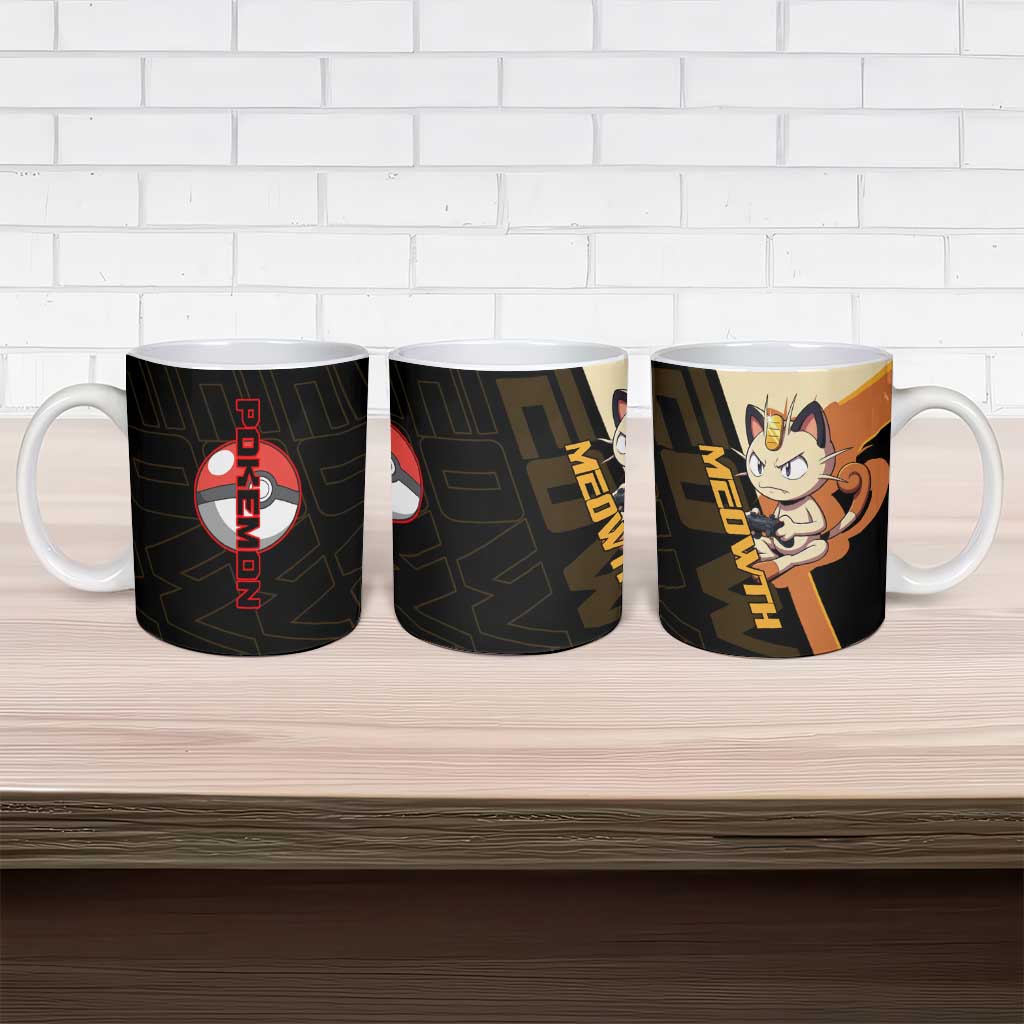 Meowth Poké Ceramic Mug Vintage Anime Cartoon Style