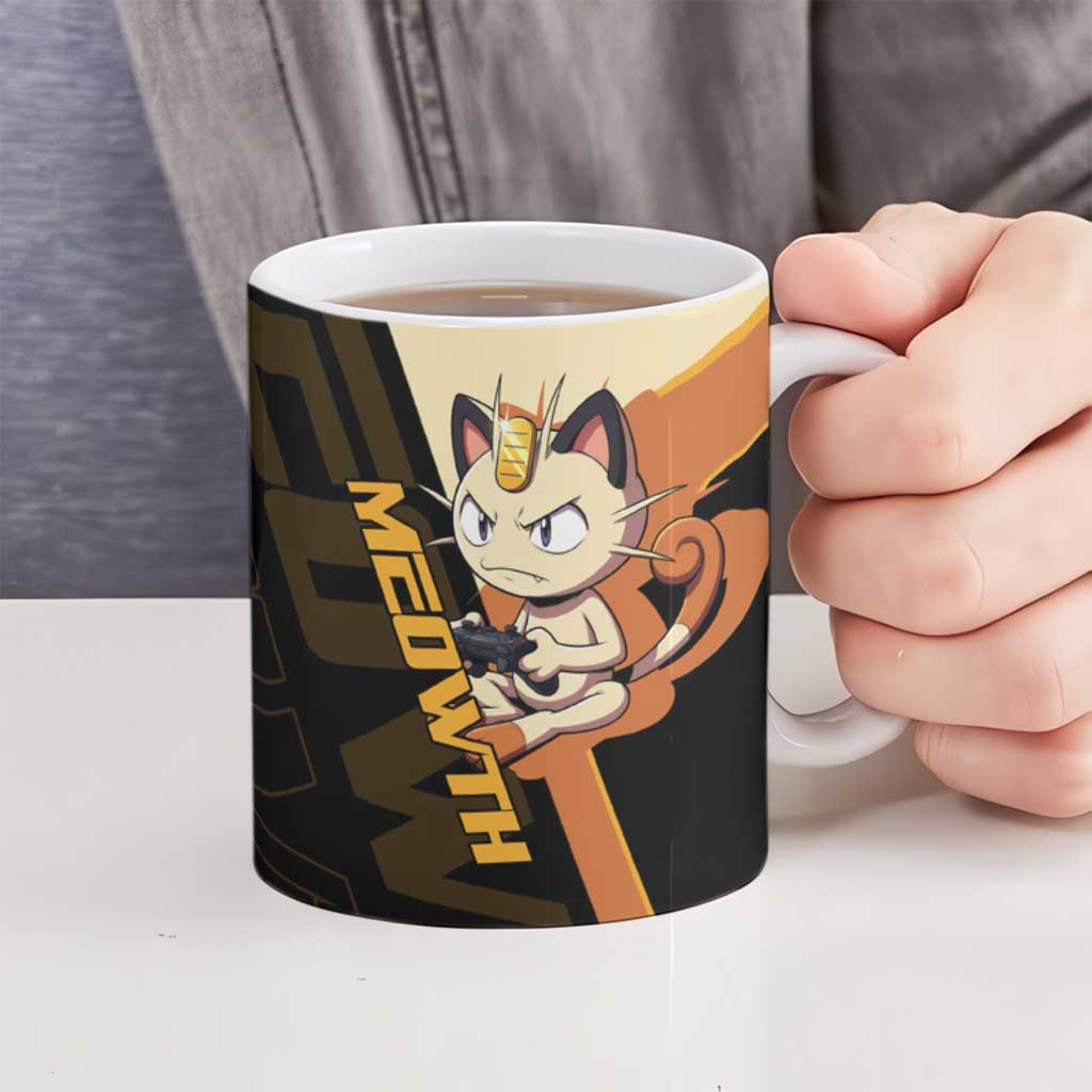 Meowth Poké Ceramic Mug Vintage Anime Cartoon Style