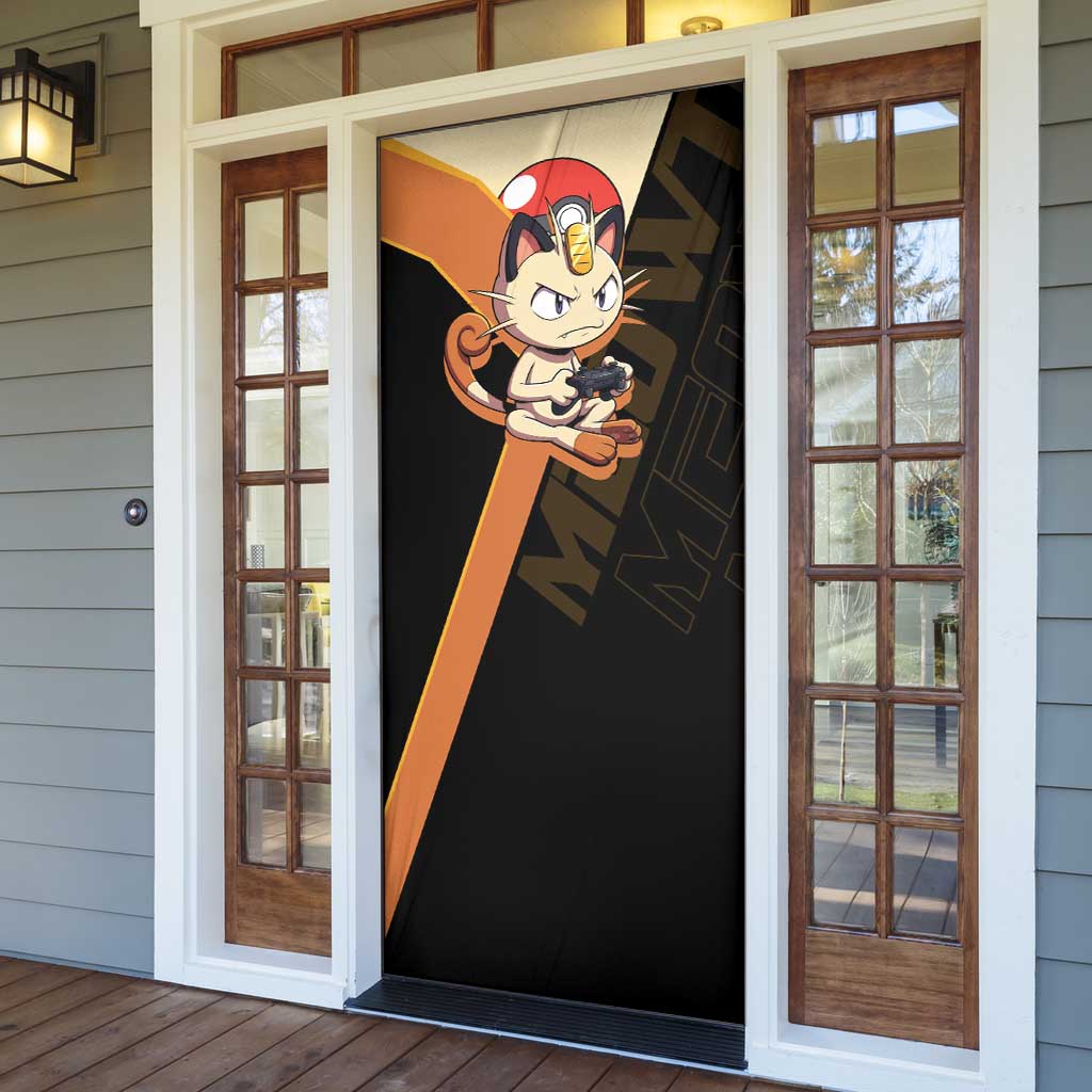 Meowth Poké Door Cover Vintage Anime Cartoon Style