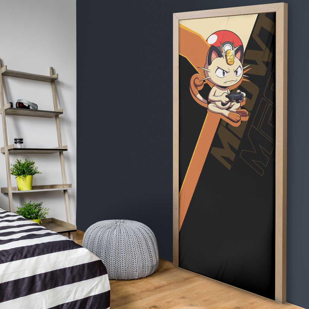 Meowth Poké Door Cover Vintage Anime Cartoon Style