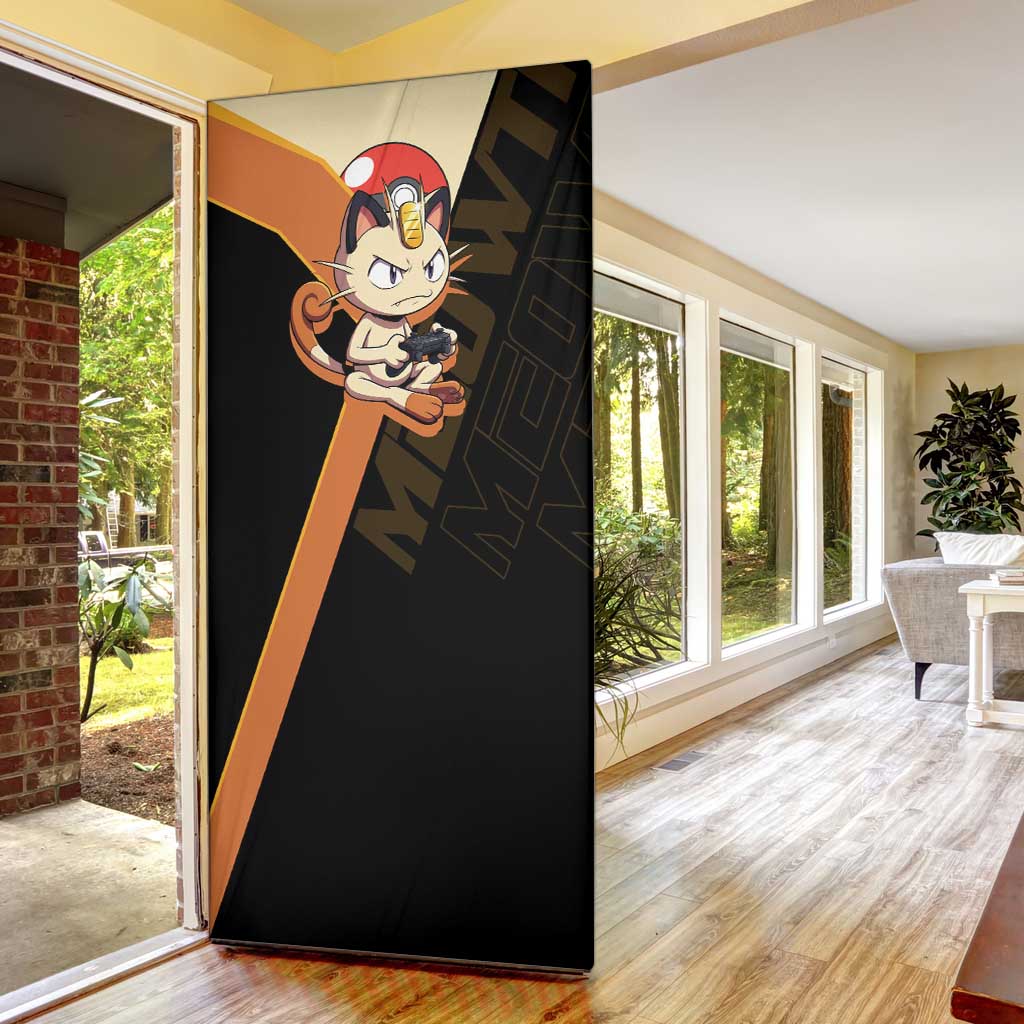 Meowth Poké Door Cover Vintage Anime Cartoon Style
