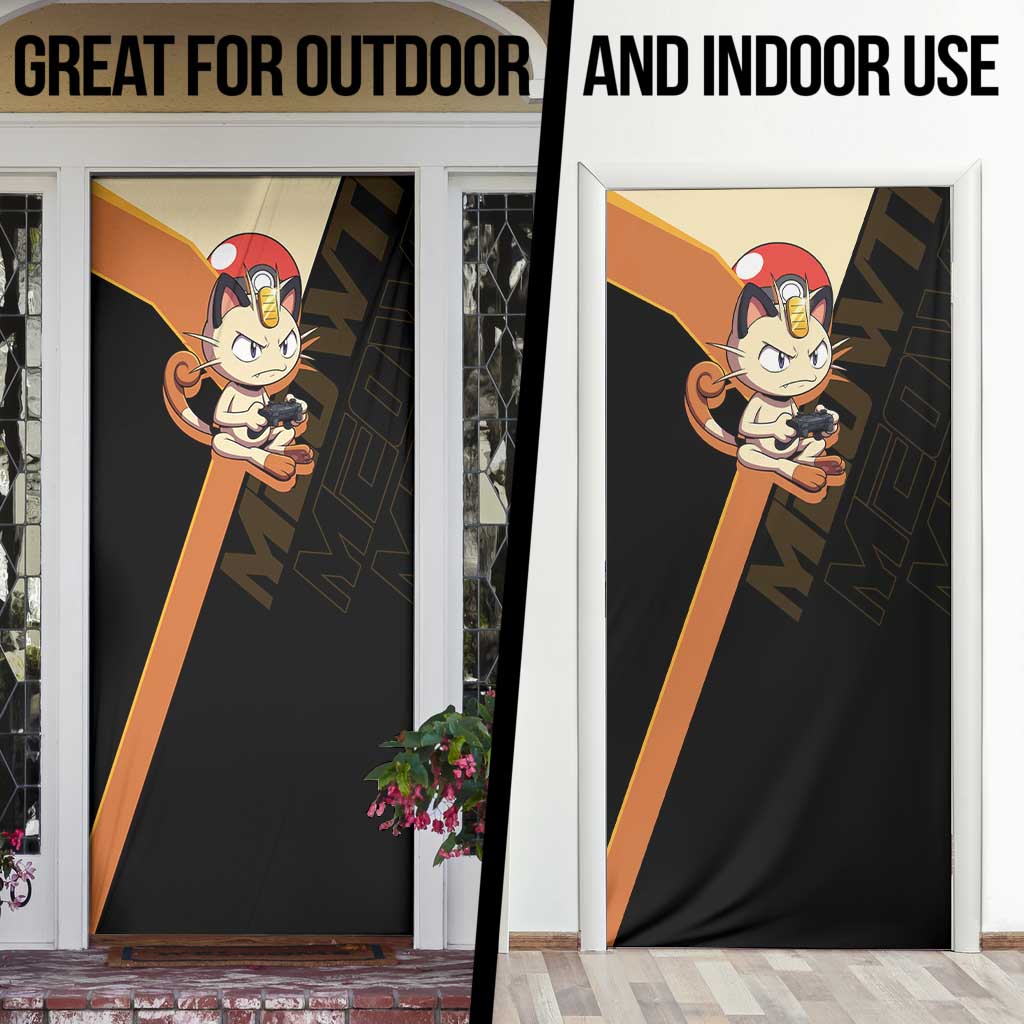 Meowth Poké Door Cover Vintage Anime Cartoon Style