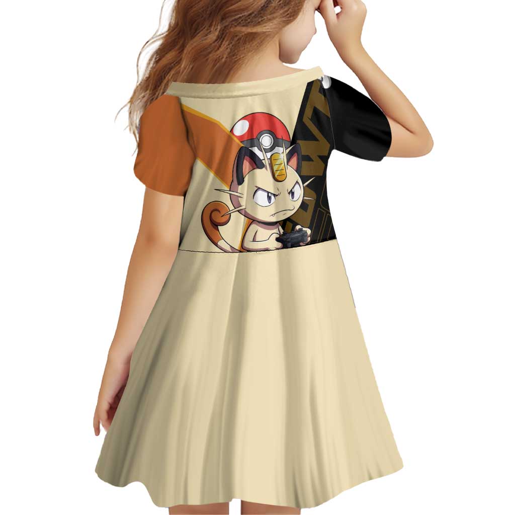 Meowth Poké Family Matching Off The Shoulder Long Sleeve Dress and Hawaiian Shirt Vintage Anime Cartoon Style