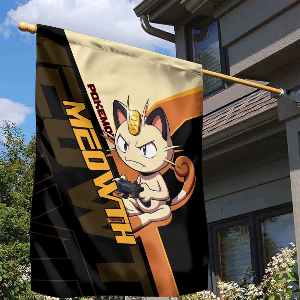 Meowth Poké Garden Flag Vintage Anime Cartoon Style