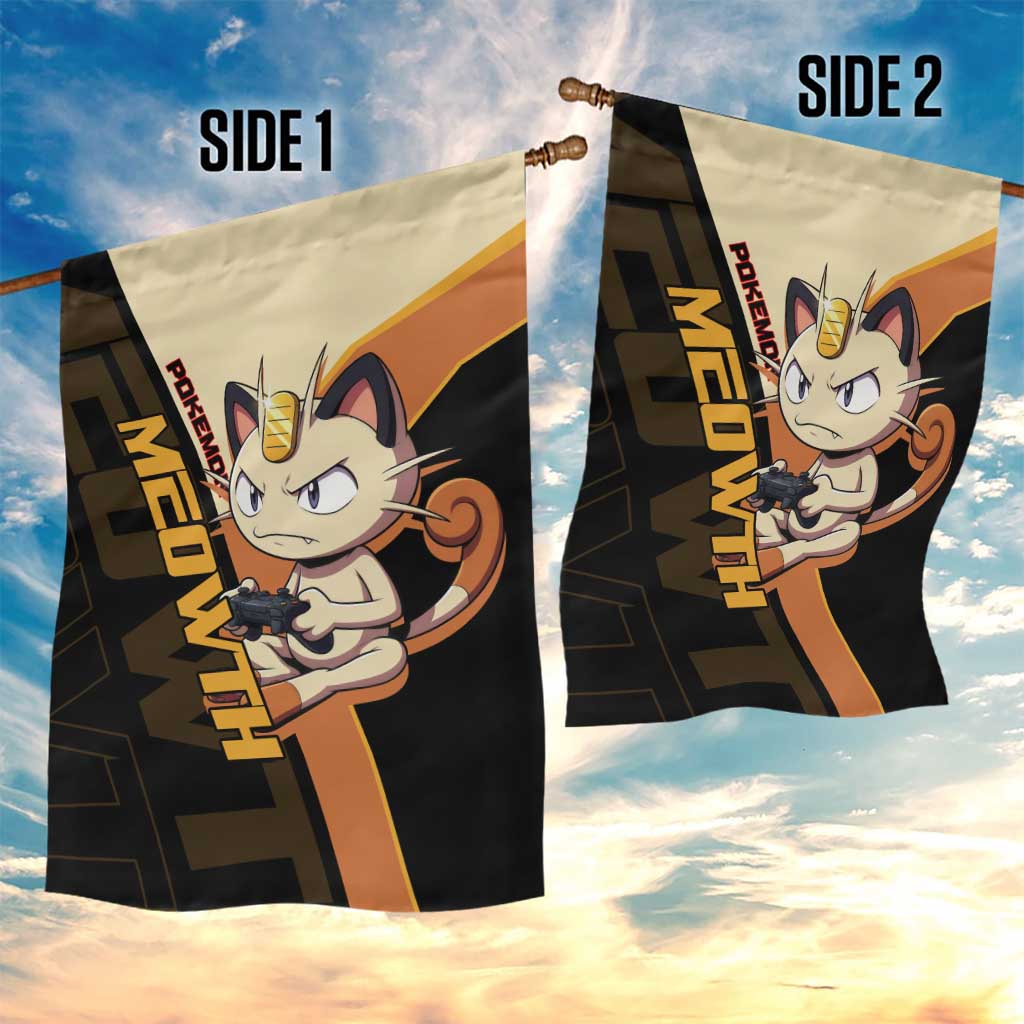 Meowth Poké Garden Flag Vintage Anime Cartoon Style