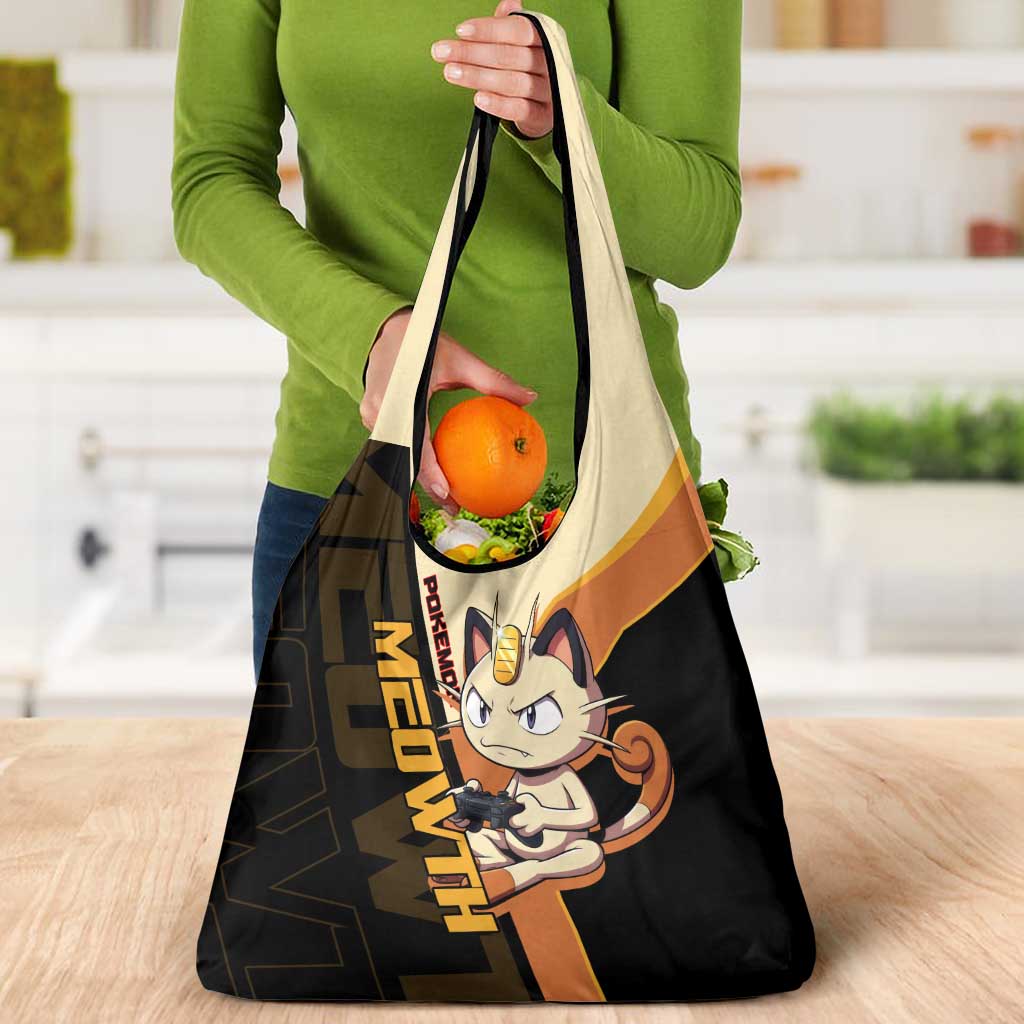 Meowth Poké Grocery Bag Vintage Anime Cartoon Style
