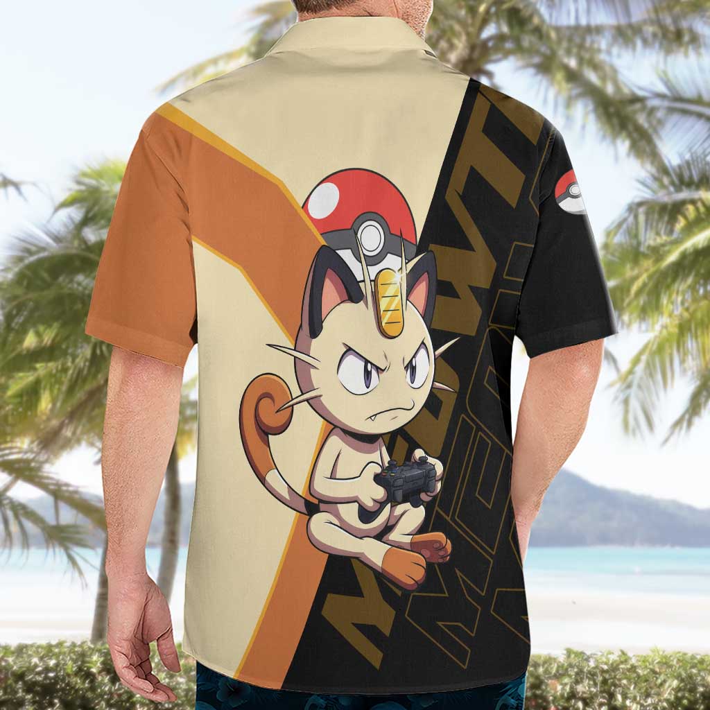 Meowth Poké Hawaiian Shirt Vintage Anime Cartoon Style