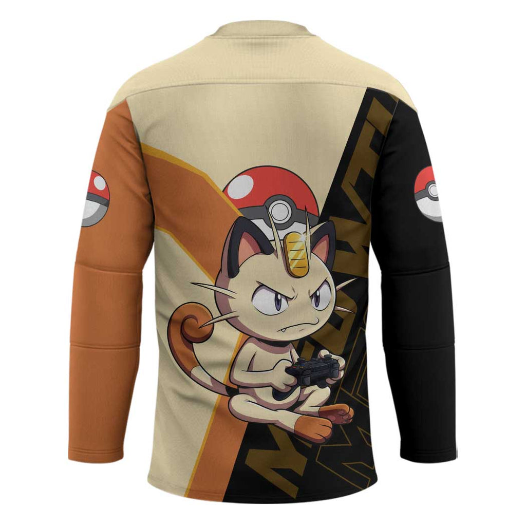 Meowth Poké Hockey Jersey Vintage Anime Cartoon Style