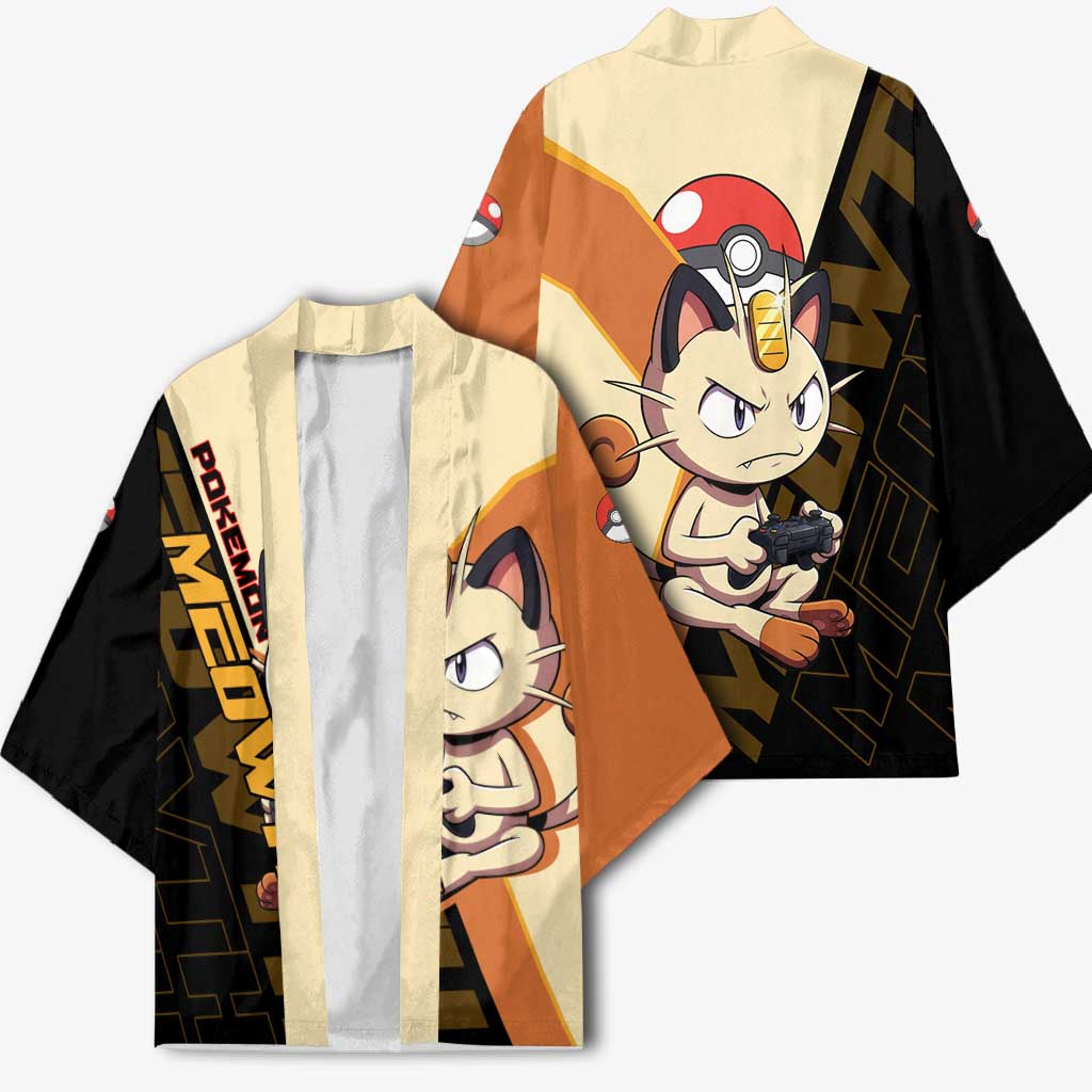 Meowth Poké Kimono Vintage Anime Cartoon Style