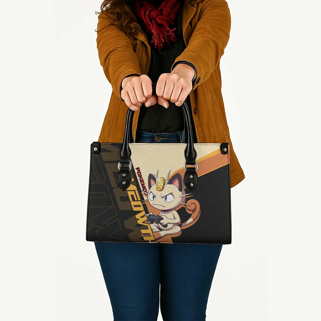 Meowth Poké Leather Bag Vintage Anime Cartoon Style