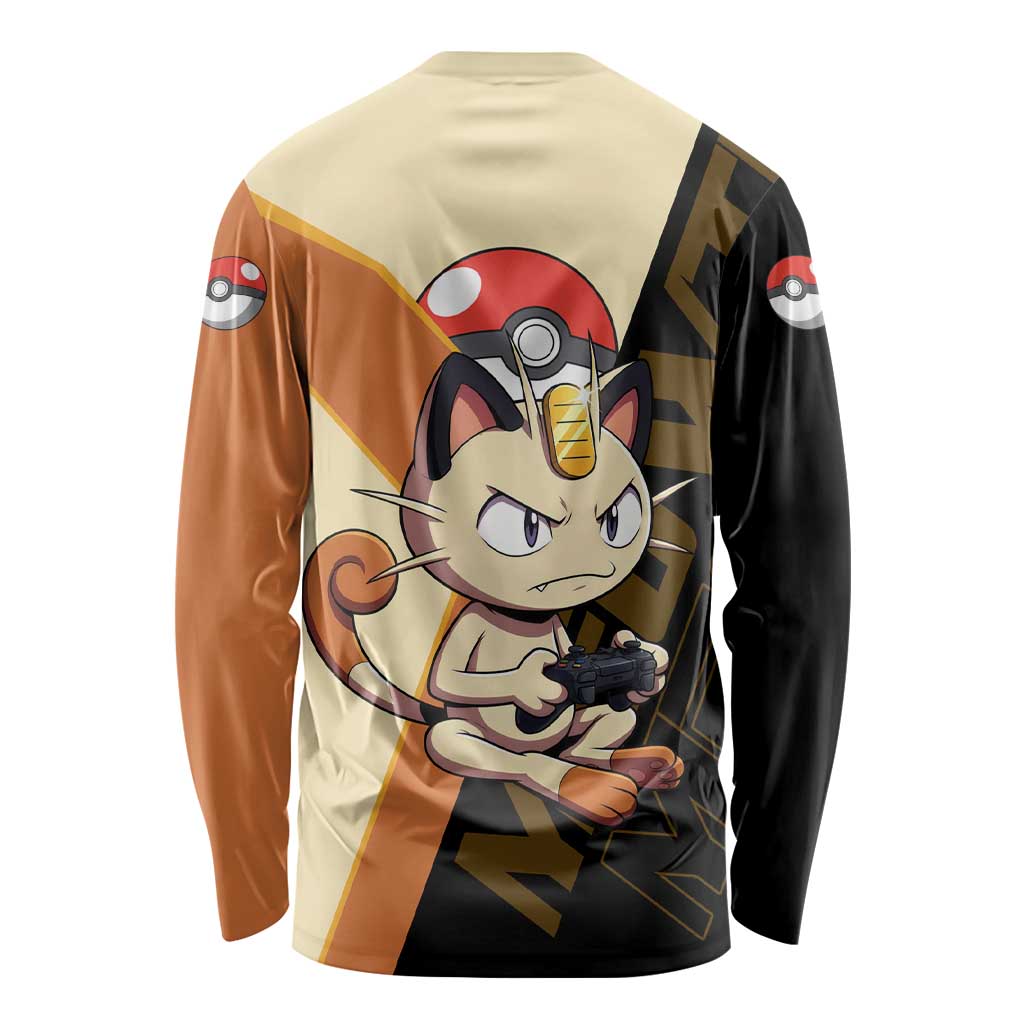 Meowth Poké Long Sleeve Shirt Vintage Anime Cartoon Style