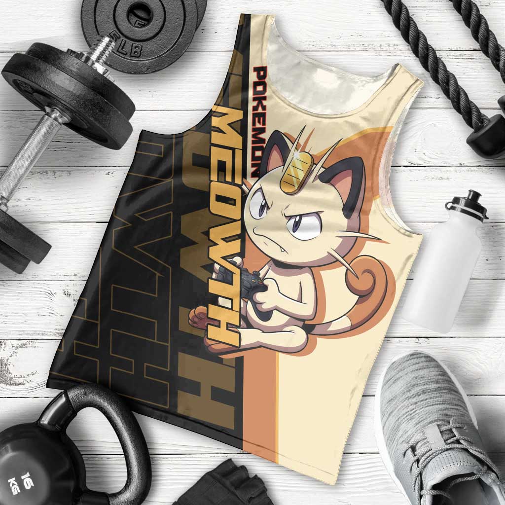 Meowth Poké Men Tank Top Vintage Anime Cartoon Style
