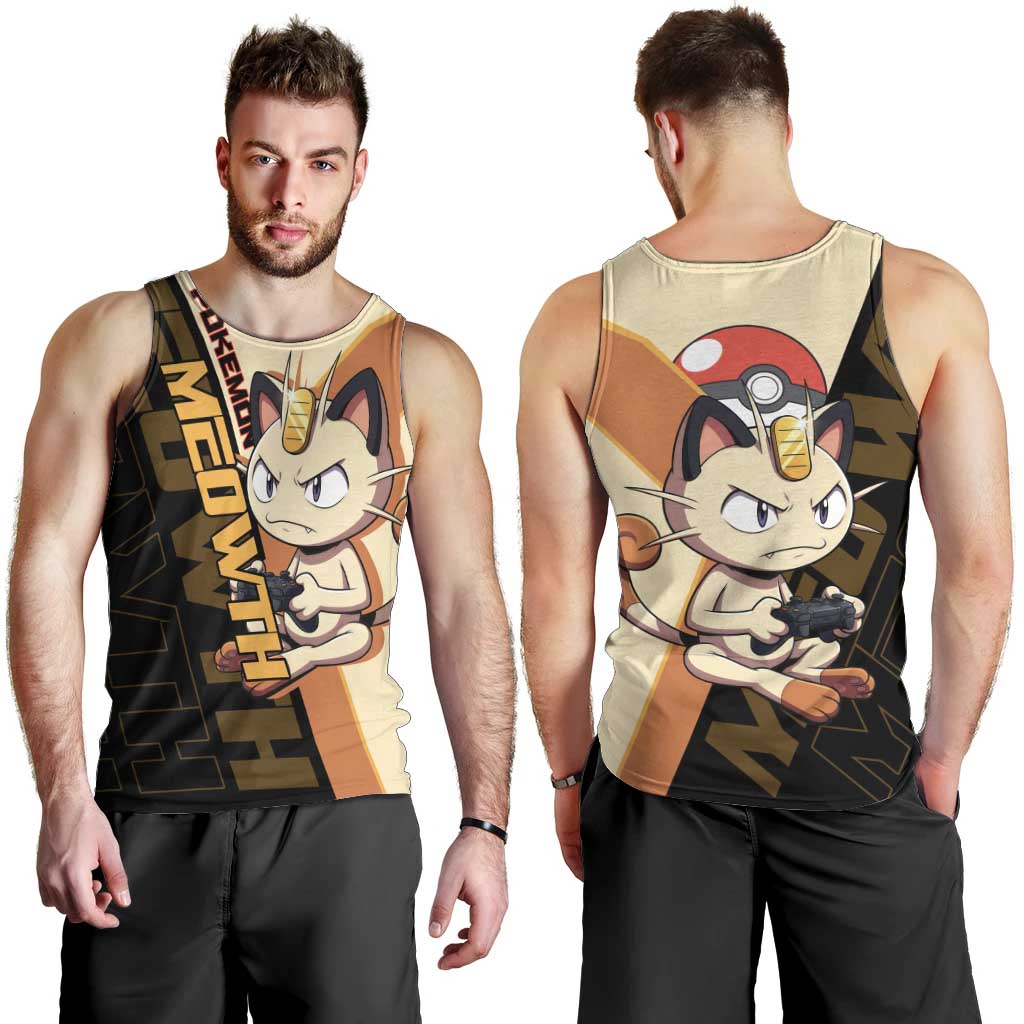 Meowth Poké Men Tank Top Vintage Anime Cartoon Style