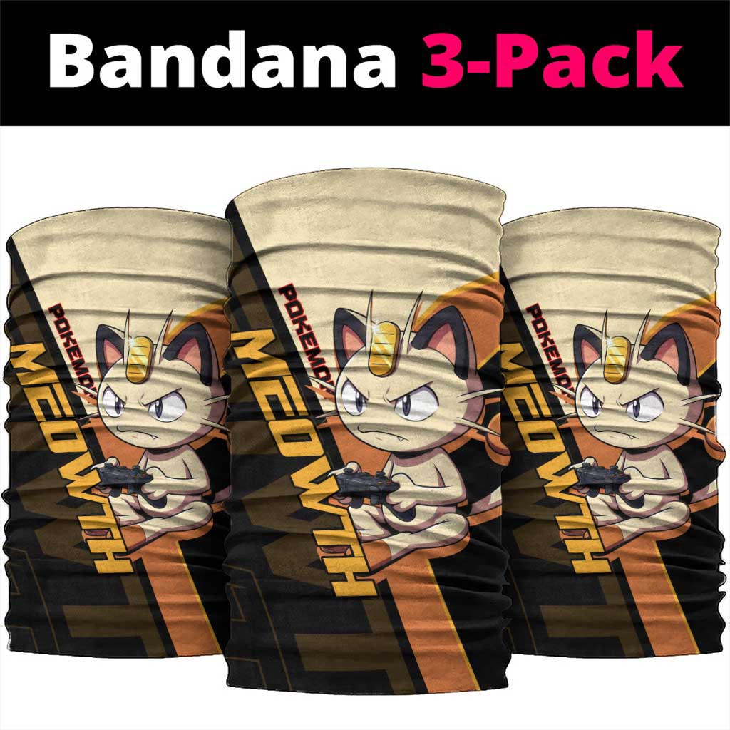 Meowth Poké Neck Gaiter Vintage Anime Cartoon Style