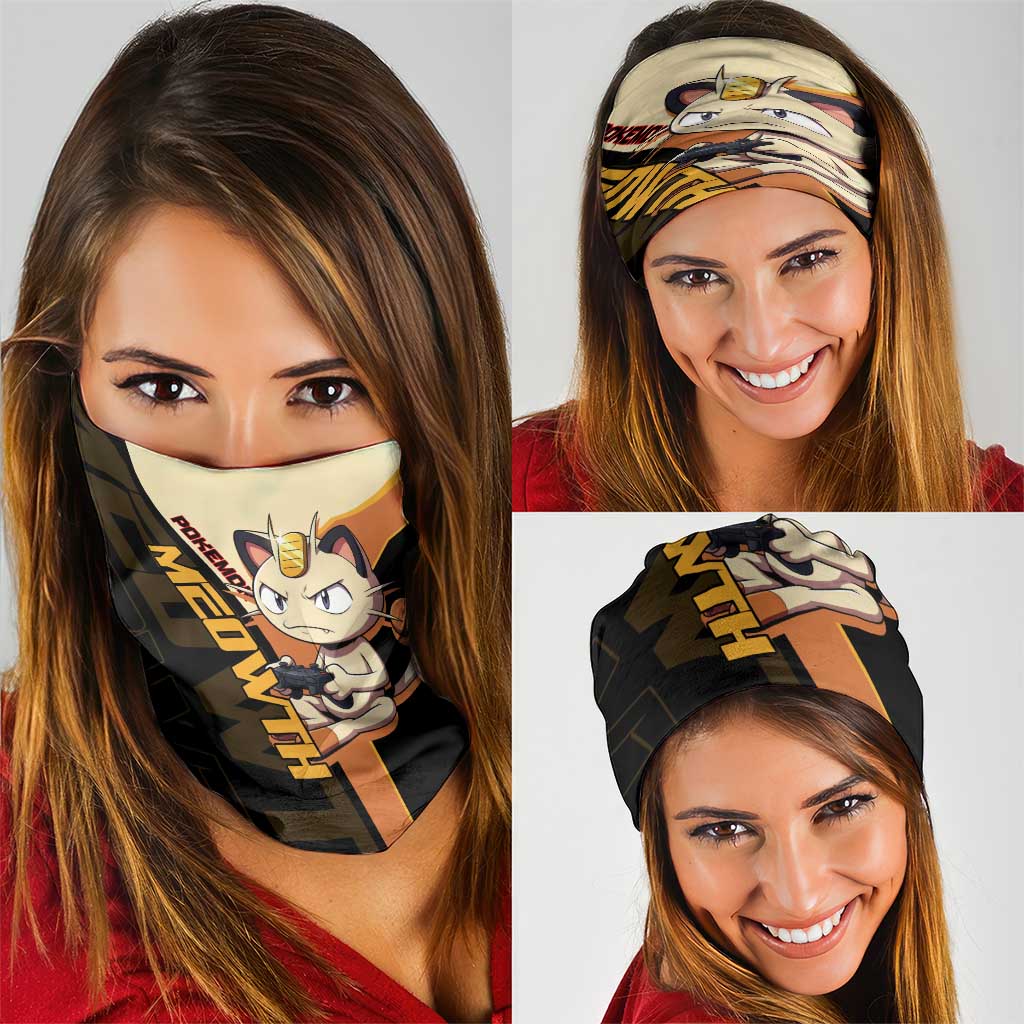 Meowth Poké Neck Gaiter Vintage Anime Cartoon Style