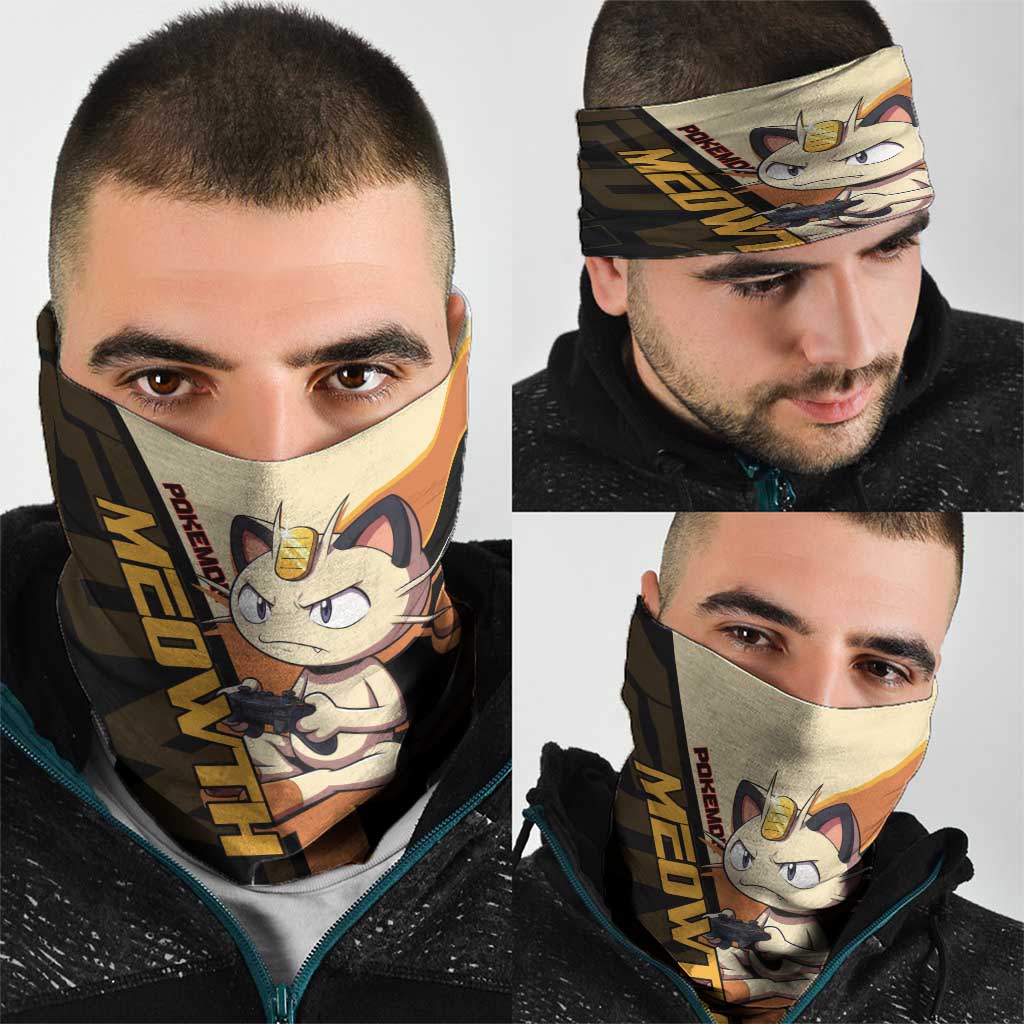 Meowth Poké Neck Gaiter Vintage Anime Cartoon Style