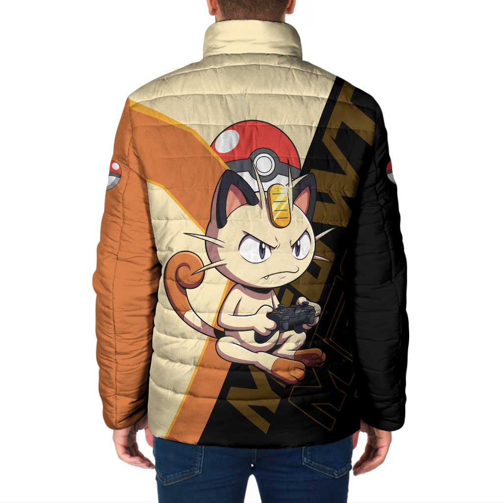 Meowth Poké Padded Jacket Vintage Anime Cartoon Style