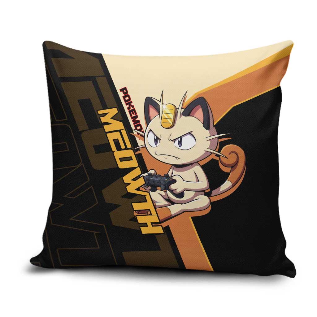 Meowth Poké Pillow Cover Vintage Anime Cartoon Style