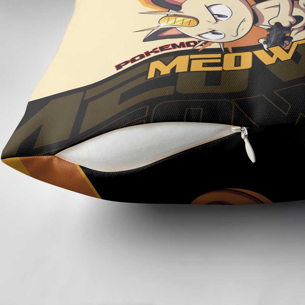 Meowth Poké Pillow Cover Vintage Anime Cartoon Style