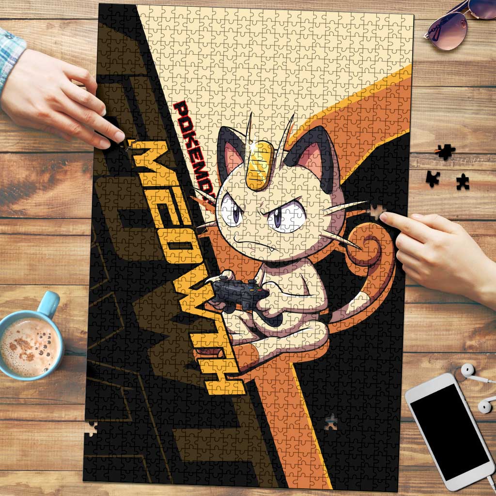 Meowth Poké Puzzle Vintage Anime Cartoon Style