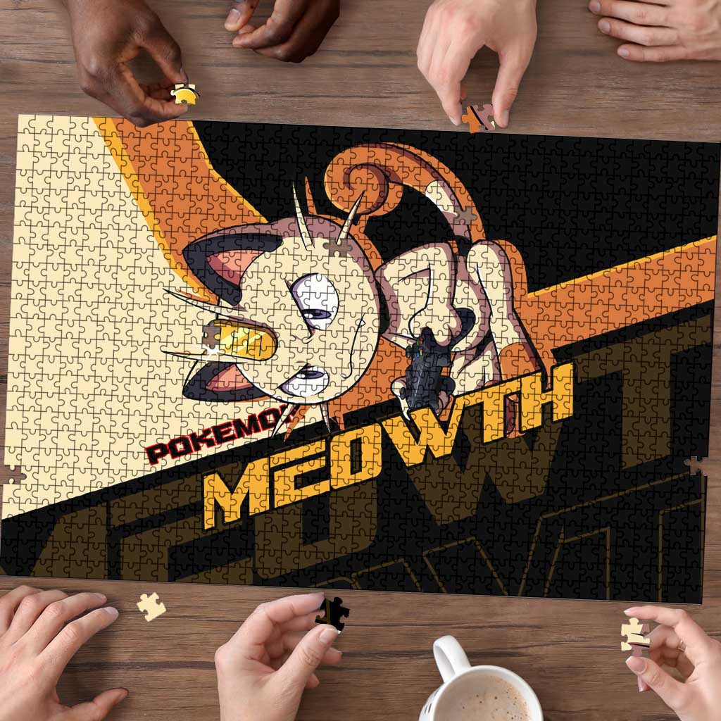 Meowth Poké Puzzle Vintage Anime Cartoon Style