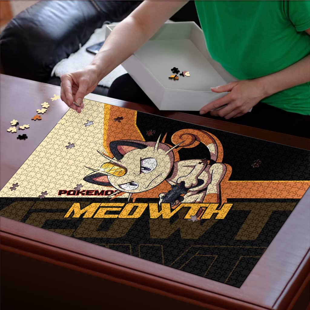 Meowth Poké Puzzle Vintage Anime Cartoon Style