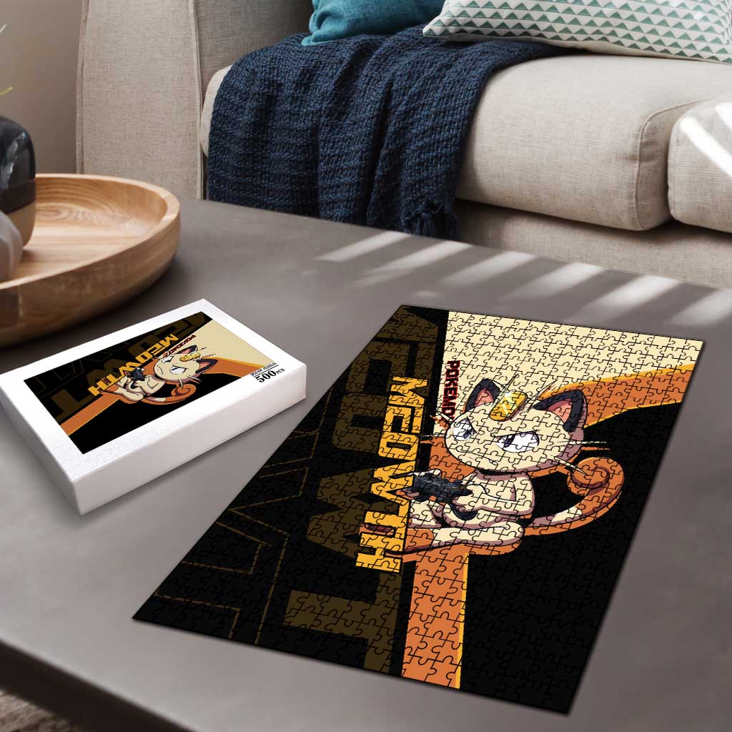Meowth Poké Puzzle Vintage Anime Cartoon Style