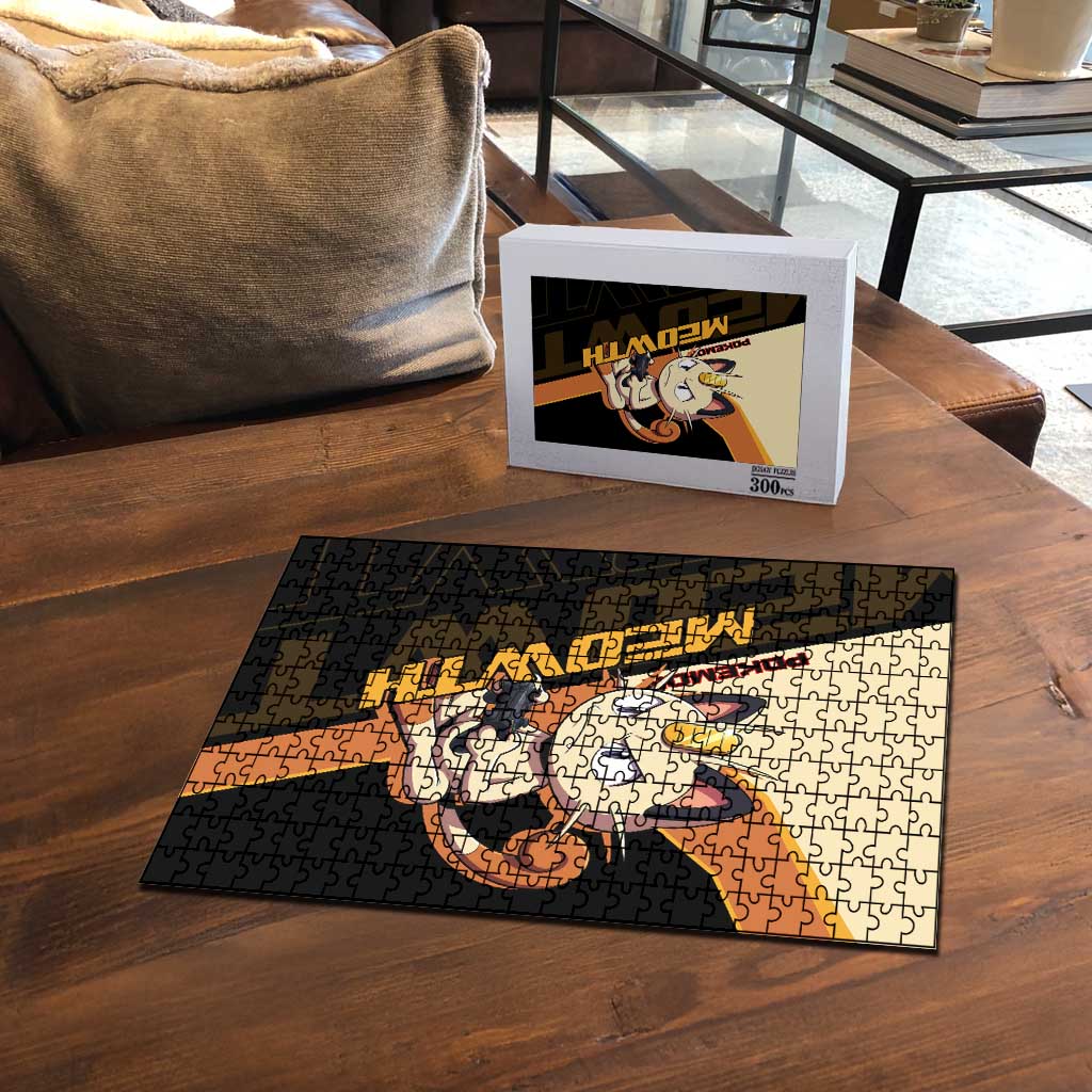 Meowth Poké Puzzle Vintage Anime Cartoon Style