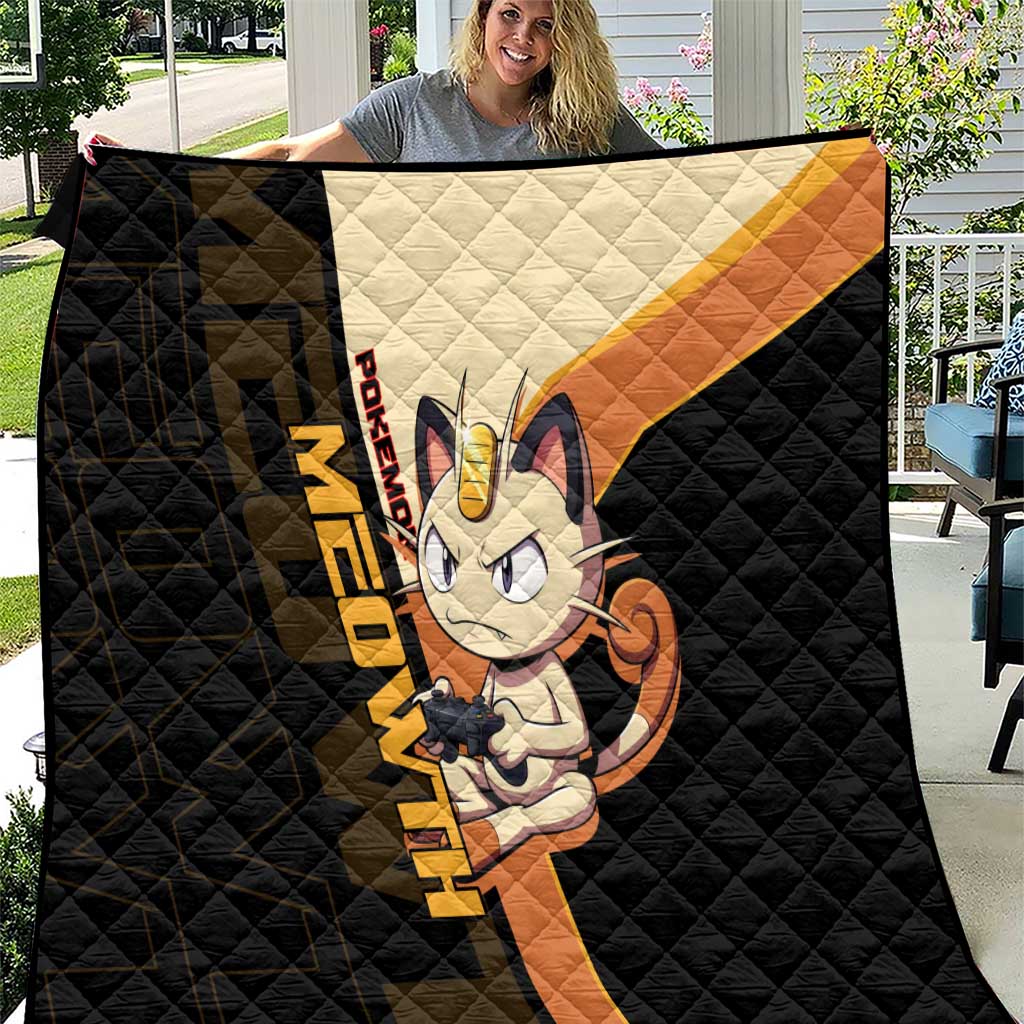 Meowth Poké Quilt Vintage Anime Cartoon Style