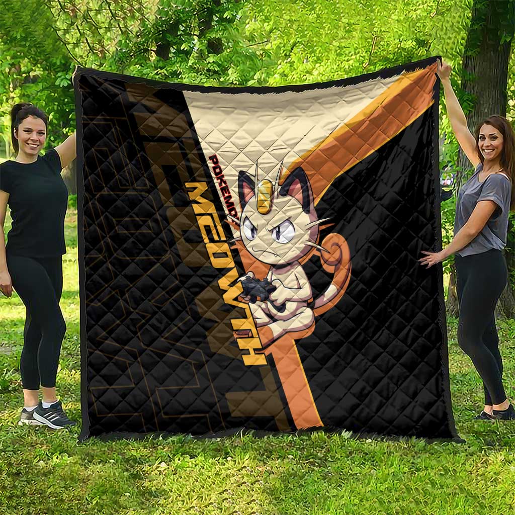 Meowth Poké Quilt Vintage Anime Cartoon Style