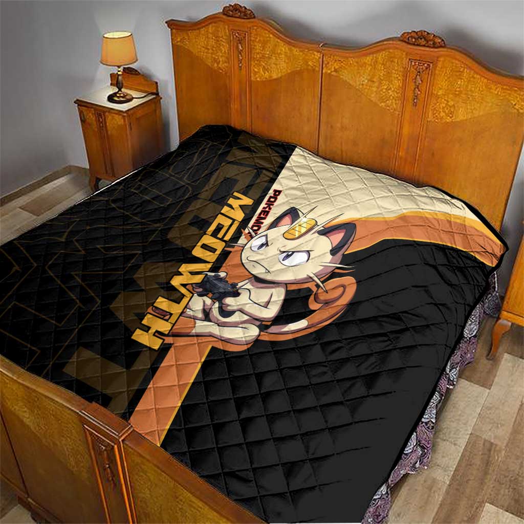 Meowth Poké Quilt Vintage Anime Cartoon Style