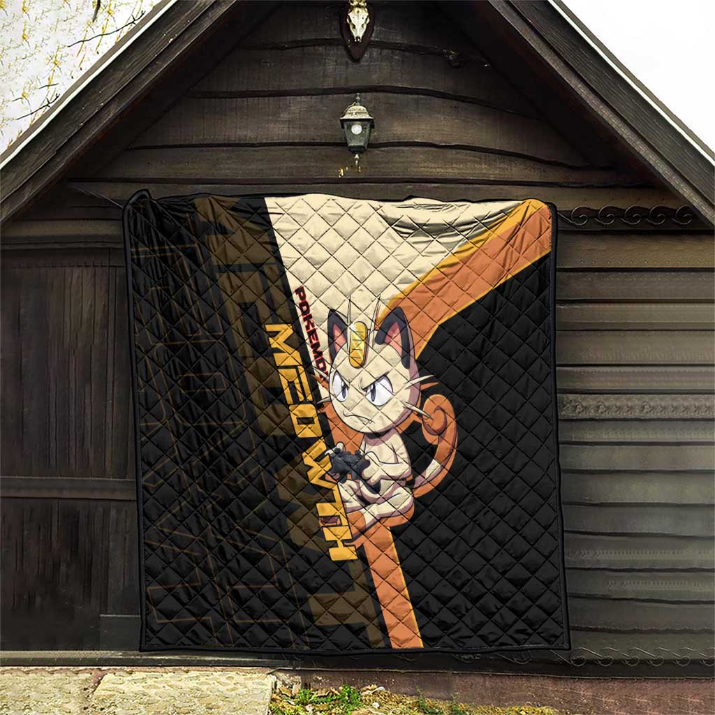 Meowth Poké Quilt Vintage Anime Cartoon Style