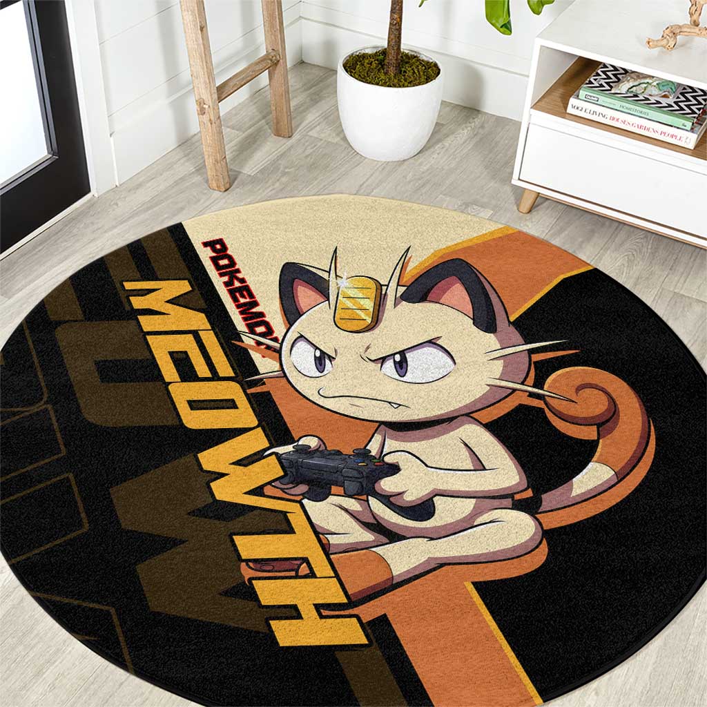 Meowth Poké Round Carpet Vintage Anime Cartoon Style