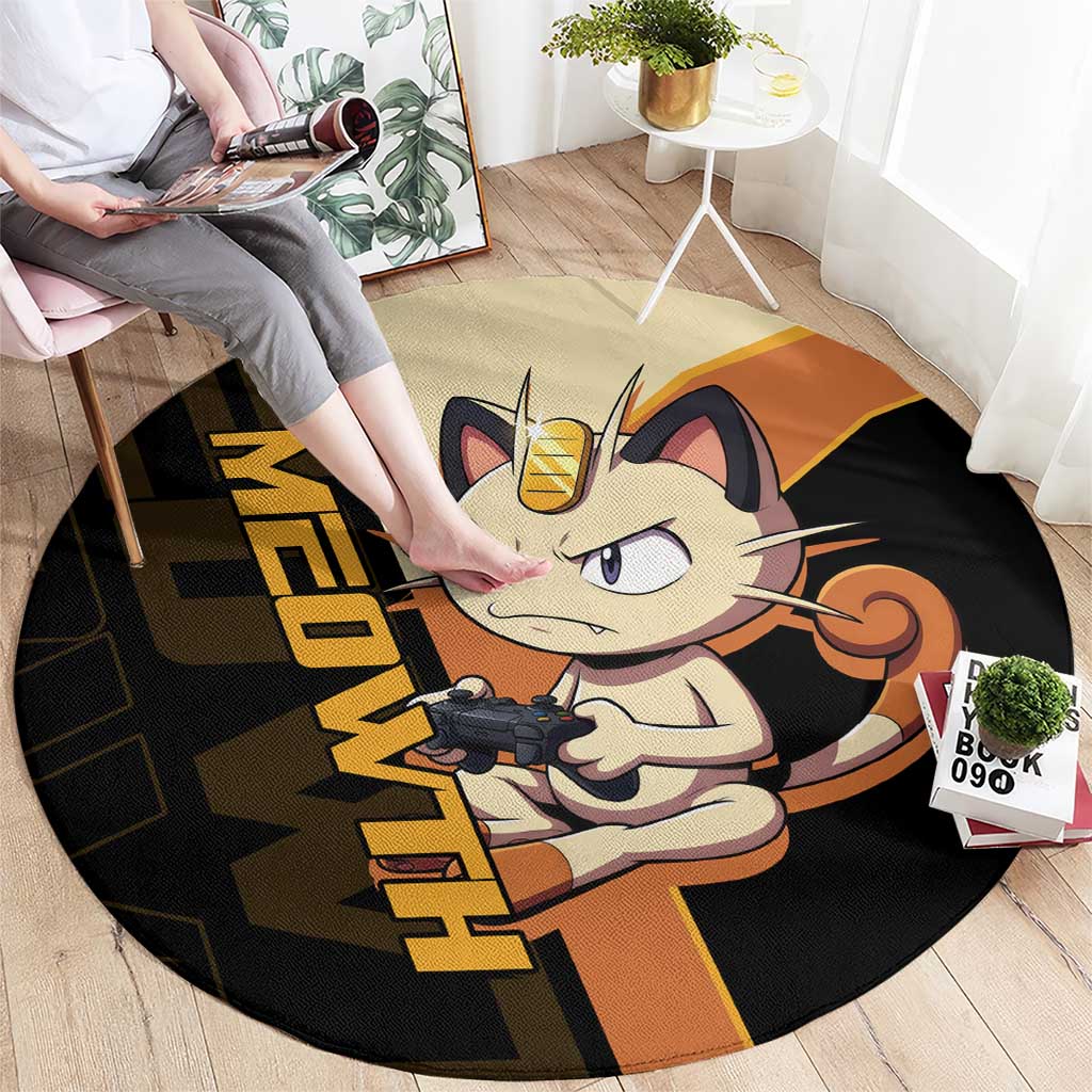 Meowth Poké Round Carpet Vintage Anime Cartoon Style